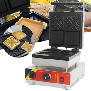 Cialda Elettrica Antiaderente Commerciale 4PCS Quadrata Waffle Baker Macchina 1500W - Foto 1 di 18