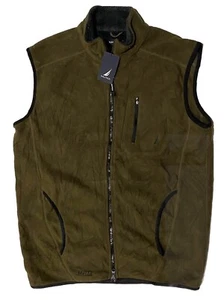 Nwt Nautica Vest Mens Medium Anti-Pill Nautex Olive Green Fleece Lined Soft Warm - Picture 1 of 18
