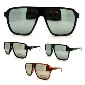 Mirror Lens Mens Futuristic All Black Thin Plastic Racer Sunglasses - Picture 1 of 15