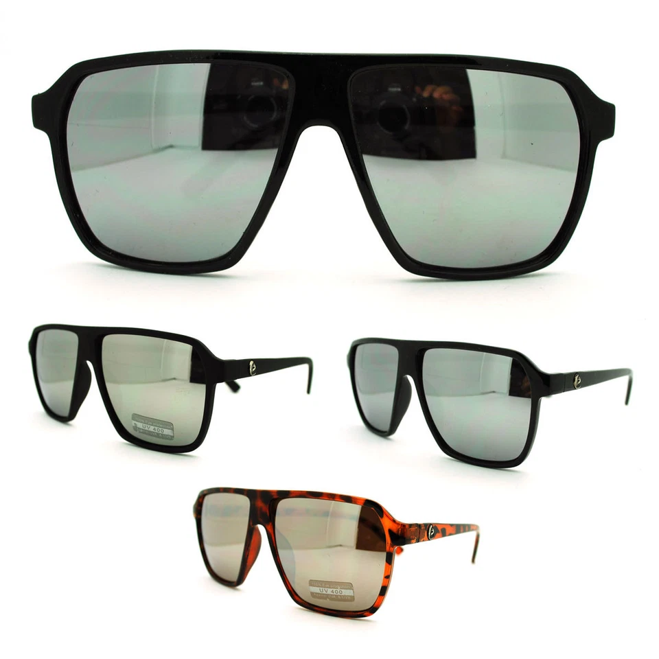 Gafas de sol futuristas de plástico delgadas negras con lentes espejadas para hombre Foto 1 de 1