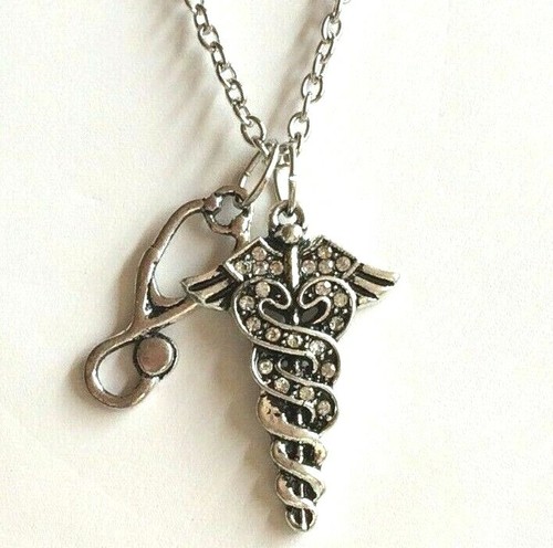 HERMÈS Collana Stetoscopio Caduceo Infermieristico Medico 20" Infermiere Medico Regalo Respiratorio