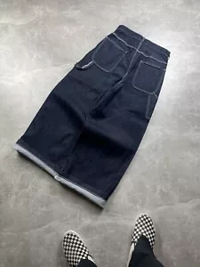 Global Work Archives Baggy Navy Blue Selvedge Denim Jeans Size M Made In Japan - Picture 1 of 13