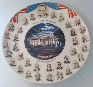 Home Of The Presidents WHITE HOUSE Washington DC Lyndon B Johnson 10" Teller Vintage - Bild 1 von 10