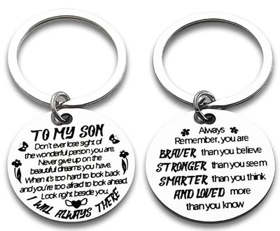 Inspirador hijo llavero regalos a mi hijo ideas de regalo de cumpleaños de mamá papá  Foto 1 de 4