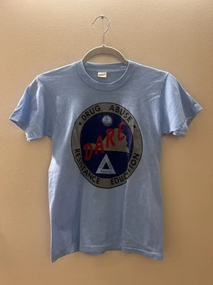 Vintage 80s D.A.R.E Dare Drugs T-Shirt Youth Size 14-16 Screen Stars USA Made - Image 1 of 4