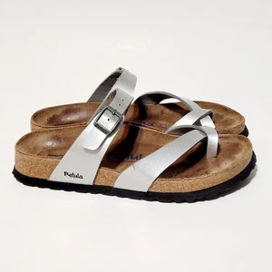 Birkenstock Betula Mayari Soft FB Silver Birko-Flor Sandals Wms 7US 38EU Narrow - Picture 1 of 24