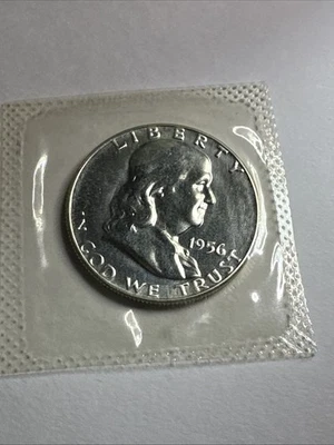 1956 Franklin Half Dollar PROOF GEM Uncirculated Silver Coin From US Mint Set - Image 1 of 4