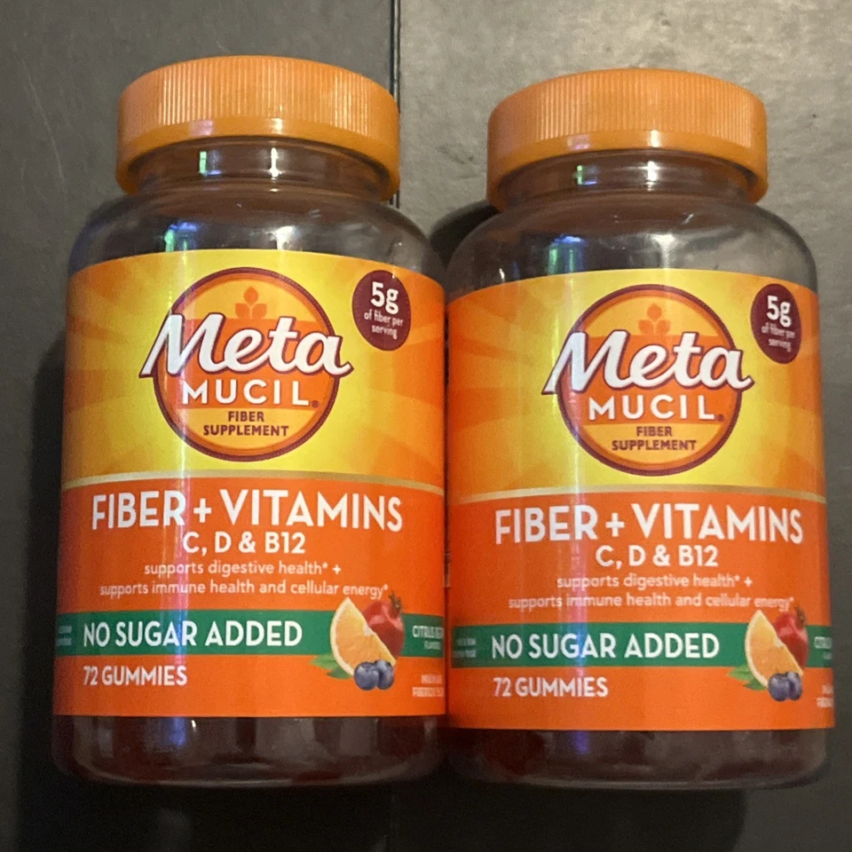 Vitaminas de fibra MetaMucil sin azúcar ~ 72 gomitas EA Citrus Berry 2 botellas 3/27+ Foto 1 de 1