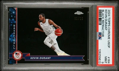 2024 Topps Chrome Olympics Kevin Durant #164 Black Refractor PSA 9 #d/10 POP 1! - Image 1 of 3