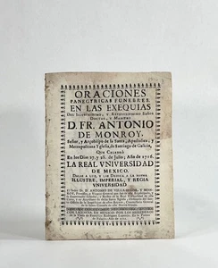 Antonio de Villaseñor / Oraciones Panegyricas Funebres En las 1st Edition - Picture 1 of 3