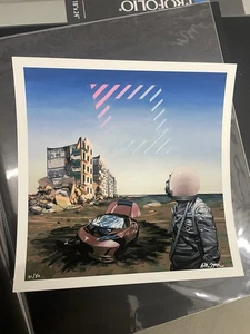 Tesla Burning von Scott Listfield Kunstdruck selten xx/50 Anti Elon Musk - Bild 1 von 6
