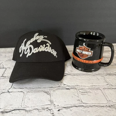 Combo Women's Harley Davidson Logo Black Hat W/Rhinestones Cap & HD Coffee Mug - Image 1 of 4