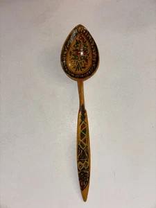 Antiker handbemalter Holzlöffel mit Blumendekor - Bild 1 von 4