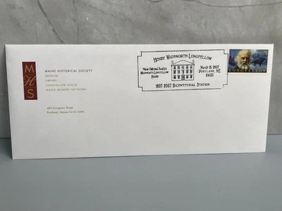 2007 Henry Wadsworth Longfellow Portland Maine Historical Society Event Cover MT - Image 1 of 4