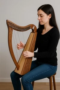 19-Strings Celtic Lever Harp Mahagony wood with  Bag, Tuning Key & Strings - Picture 1 of 5