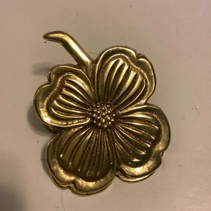 Vintage Hartriegel massiv Messing Schreibtisch Blume Clip Briefbeschwerer gefedert - Bild 1 von 7