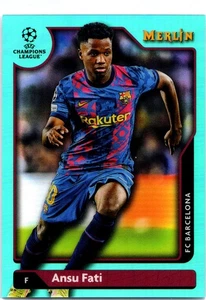 2021-22 Merlin Chrome UEFA Champions League Ansu Fati #36 Aqua #/199 - Picture 1 of 2