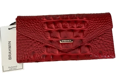 NUEVO CON ETIQUETAS Cartera Brahmin Veronica Clavel Rojo Melbourne Triple Foto 1 de 4