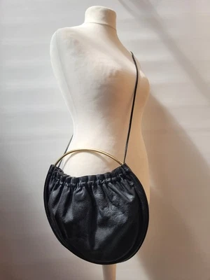 H&M Black Genuine Leather Round Circular Shape Cross body Bag ❤ - Image 1 of 4