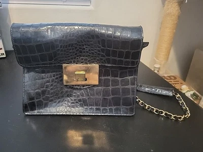 Alberta Di Cania Genuine Leather Black Heavy Purse - Made In Italy - 11" X 8.25" - Image 1 of 4