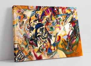 KANDINSKY 3-FRAMED CANVAS ABSTRACT WALL ART PICTURE PAPER PRINT- BLACK YELLOW - Picture 1 of 13