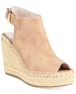 Kenneth Cole New York Women's Olivia Espadrille Peep-Toe Wedges Size 8 Almond - Picture 1 of 5
