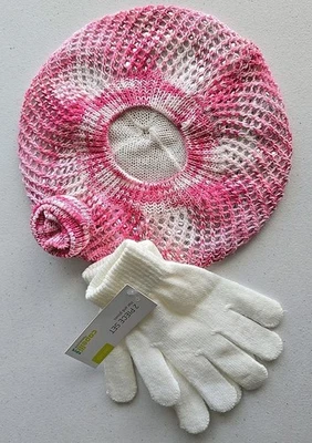 Capelli New York Niños 2 Piezas Forrado Sombrero Boina Tam y Guantes Conjunto - Rosa y Blanco Foto 1 de 4