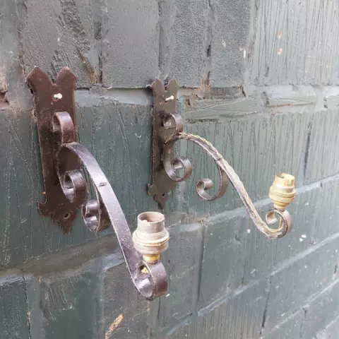 Pair of Porch Light Brackets Wrought Iron Electric Porch Wall Lights Cover