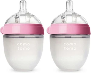 NEW Comotomo Baby Bottle Silicone Pink 5 fl oz / 150 ml Natural Feel (set of 2) - Picture 1 of 1