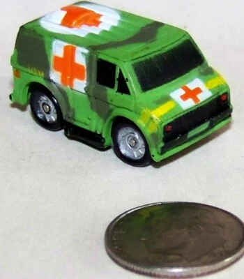 Small Micro Machine Plastic Military Ambulance in Bright Green Camouflage - Image 1 of 3