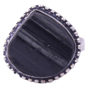 Black Tourmaline Natural Crystal Ring Adjustable Ring for Unisex gift - Picture 1 of 5