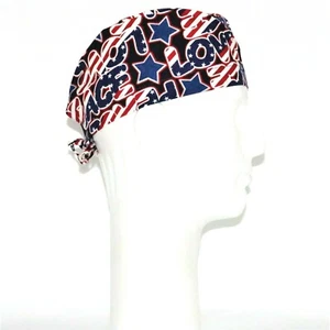 Patriotic American Flag & Love Sign Theme Scrub Hat - Picture 1 of 1