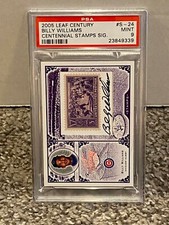 2005 Leaf Century Centennial Stamps Signature #S-24 BILLY WILLIAMS - PSA 9 #d/39