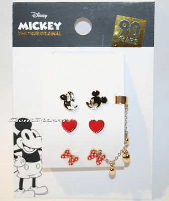 Juego de 3 pares de pendientes Disney Mickey & Minnie Mouse con oreja 90 AÑOS  Foto 1 de 3