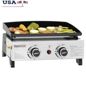 17 Inch 2 Burner Gas Griddle Grill Portable 17000 BTU BBQ Camping Outdoor New - Picture 1 of 11