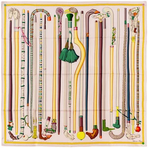 Auth. Hermes Scarf Les Cannes - White - NWCTS NEW - Picture 1 of 12