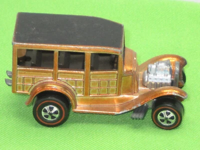 Ford Woody 1968 Hot Wheels Redline Classic 31 - naranja, interior oscuro, techo plano negro Foto 1 de 4