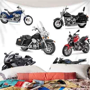 Handsome Motorcycle 3D Wall Hang Cloth Tapestry Fabric Decorations Decor - Picture 1 of 6
