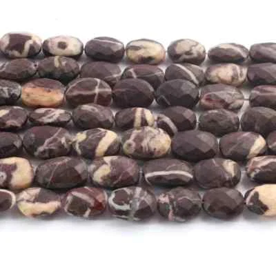 1 Strand Chocolate Jasper Briolette, Oval Shape Faceted Beads, 10 Inches Gemston - Image 1 of 4