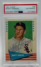 1961 Fleer #58 Marty Marion Autographed Card PSA.