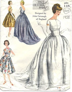 1958 Vestido de noche vintage VOGUE patrón de costura B34 (1401) de John Cavanagh - Imagen 1 de 2