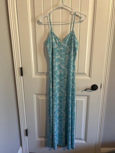 #1482. Maxi abito Michael Kors Aqua Floral con cinturini regolabili. Nuovo con etichette P S