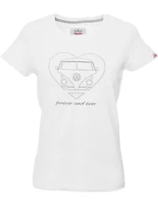 T-shirt donna VW Bulli surf shirt cotone motivo ""BULLI FOREVER"" bianco bordeaux - Foto 1 di 1