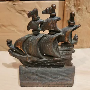 Copper Or Bronze Boat Pirate Ship Book End Paperweight Vintage 4.5"- Swanky Barn - Picture 1 of 12