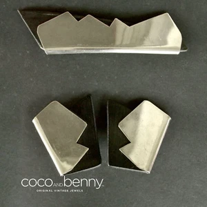 *80's Patrick Meyer Paris AvantGarde Modernist St Silver Resin Earrings Brooch  - Picture 1 of 5