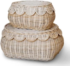 The Original Scalloped Basket Set Of 2 – Small Scallop Basket - 15 x 10 x 6 In - Picture 1 of 6