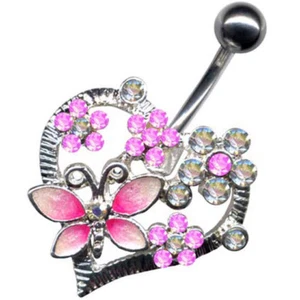 PIERCINGO® CORAZÓN PIERCING OMBLIGO ACERO INOXIDABLE CIRCONITA CRISTAL ombligo PLATA - Imagen 1 de 1
