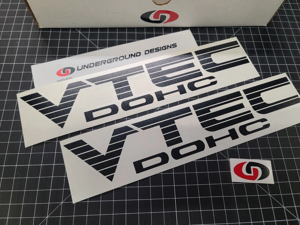 VTEC DOHC Decals (2pk) Racing Engine Stickers Fits Honda Civic Si R Acura RSX - Image 1 of 2