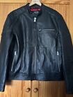 REPLAY Mens Leather Jacket, L, Black, RRP£380, New
