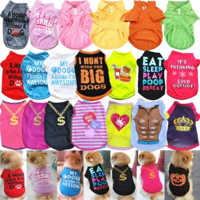 Summer Various Puppy Small Dog Cat Pet Clothes Vest T-Shirt Halloween - Image 1 of 4